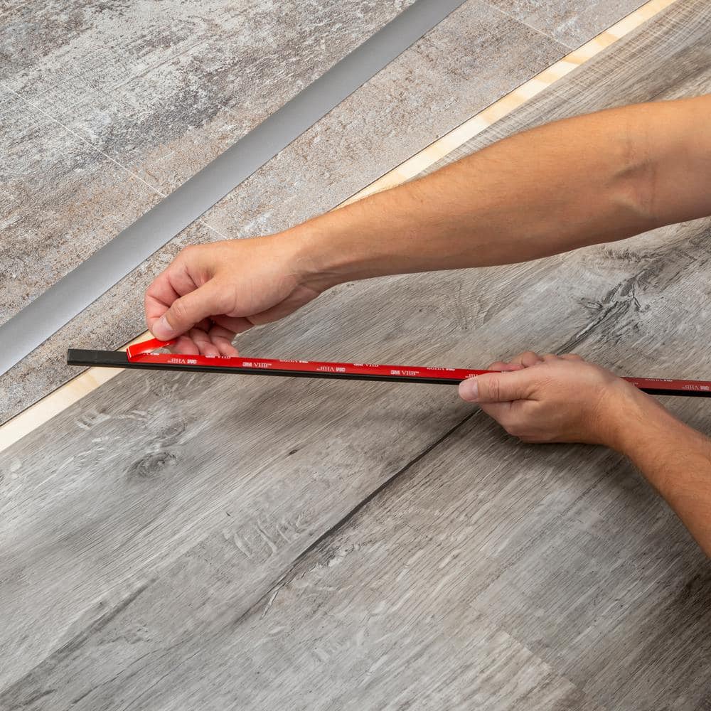 1 3/4 in. x 36 in. Warm Gray Aluminum CINCH T-Molding Transition Strip w/ Snaptrack - Hercitys