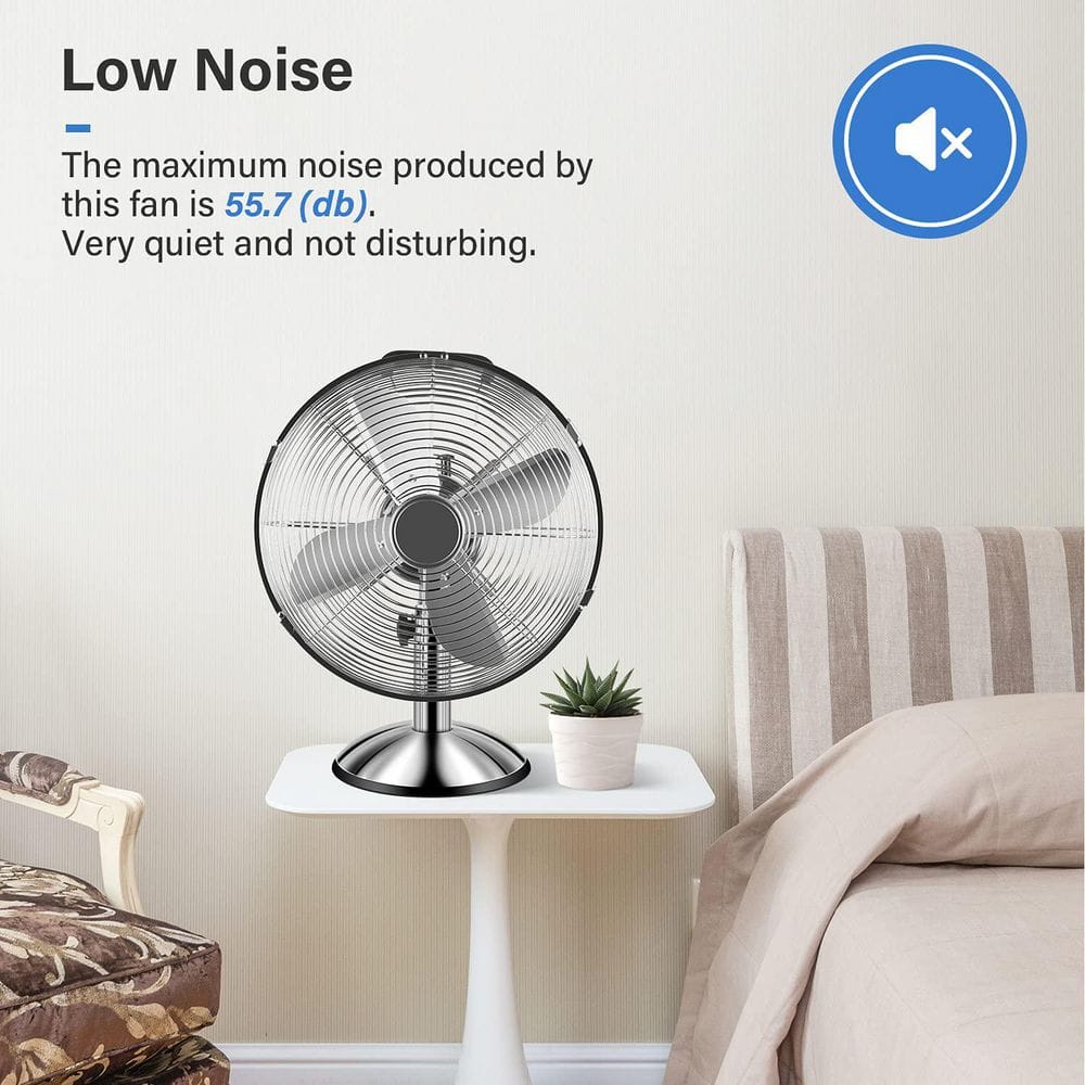 12 in. 3-Speed Metal High Velocity Heavy Duty Desk Fan in White - Hercitys