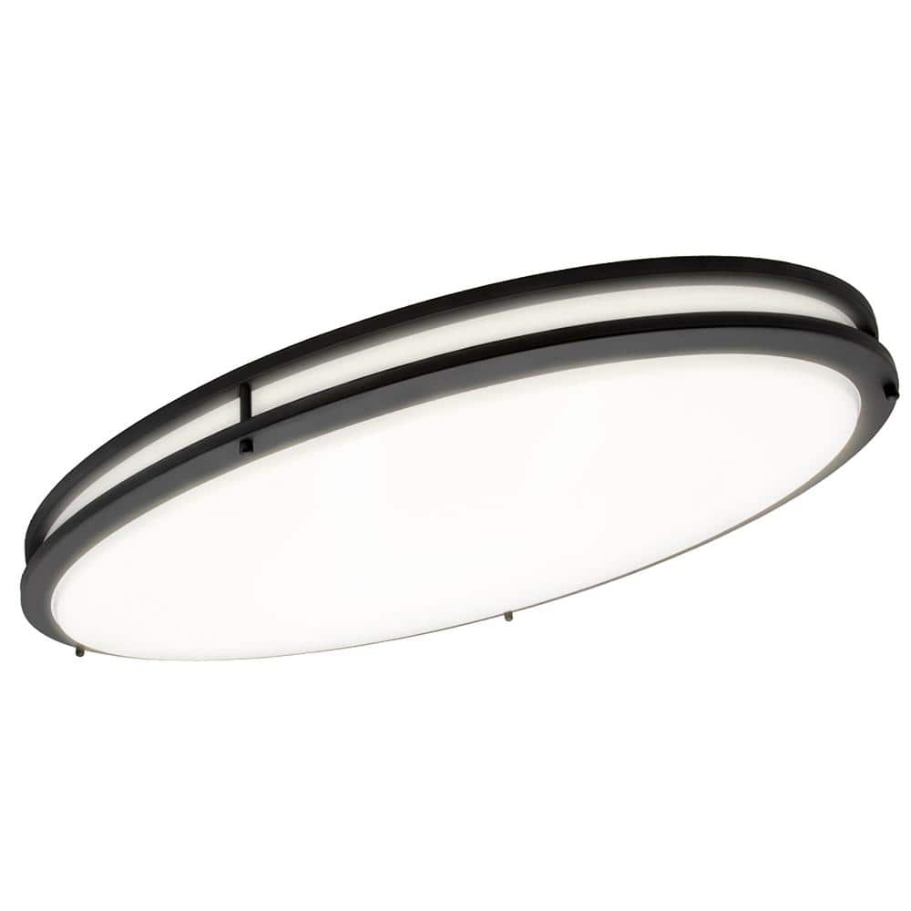 32 in. Black Oval LED Ceiling Mount Fixture, Dual Ring, Dimmable, 3 CCT Select 3000K to 5000K, 5500 Lumens - Hercitys