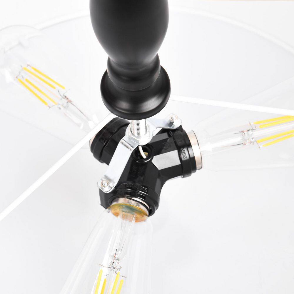 15 in. 3-Light Black Drum Dimmable Semi-Flush Mount Ceiling Light with White Fabric Shade and No Bulbs Include - Hercitys