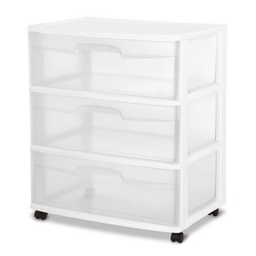13.25 in. W x 7 in. H x 19.12 in. D Clear Stackable Pull-Out Plastic 3-Drawer Storage (3-Pack) - Hercitys
