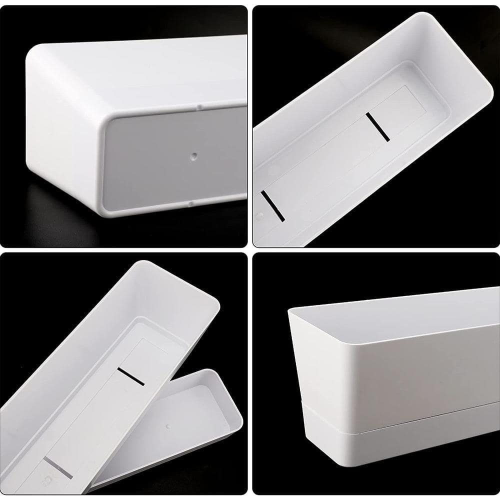 16 in. x 3.8 in. White Large Window Boxes Plastic Planters, 1-Pieces Vegetable Herb Planters with Tray - Hercitys