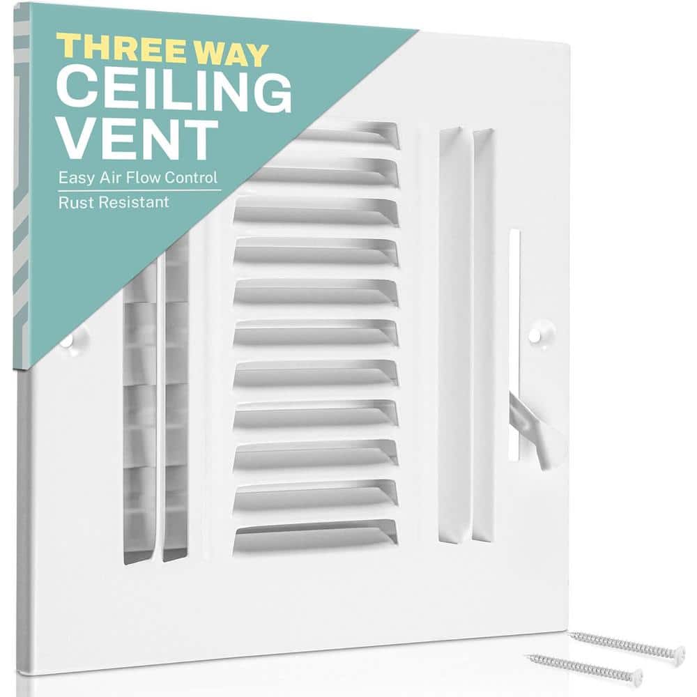 14 in. x 8 in. 3-Way Air Vent Covers for Home Ceiling or Wall Grille Register Cover w/Adjustable Damper, White - Hercitys
