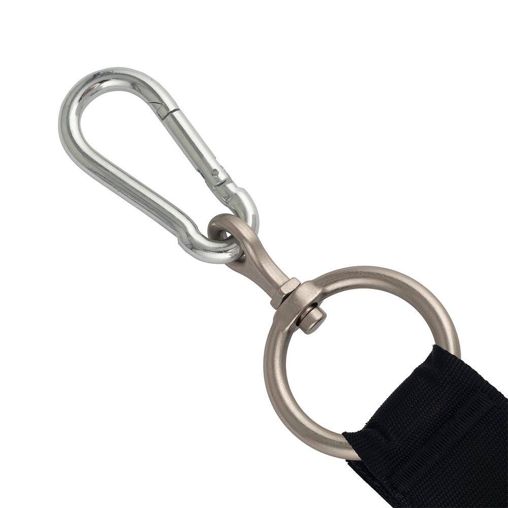 36 in. Heavy-Duty Hanging Carabiner Strap Zinc-Plated Steel with Quick-Release Hook and Loop Fastening in Black (2-Pack) - Hercitys