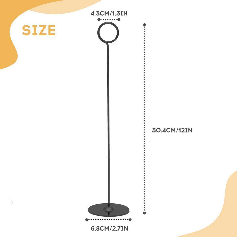 2.7 in. W x 12 in. H Black Solid Stainless-Steel Card Holder (Set of 16) - Hercitys