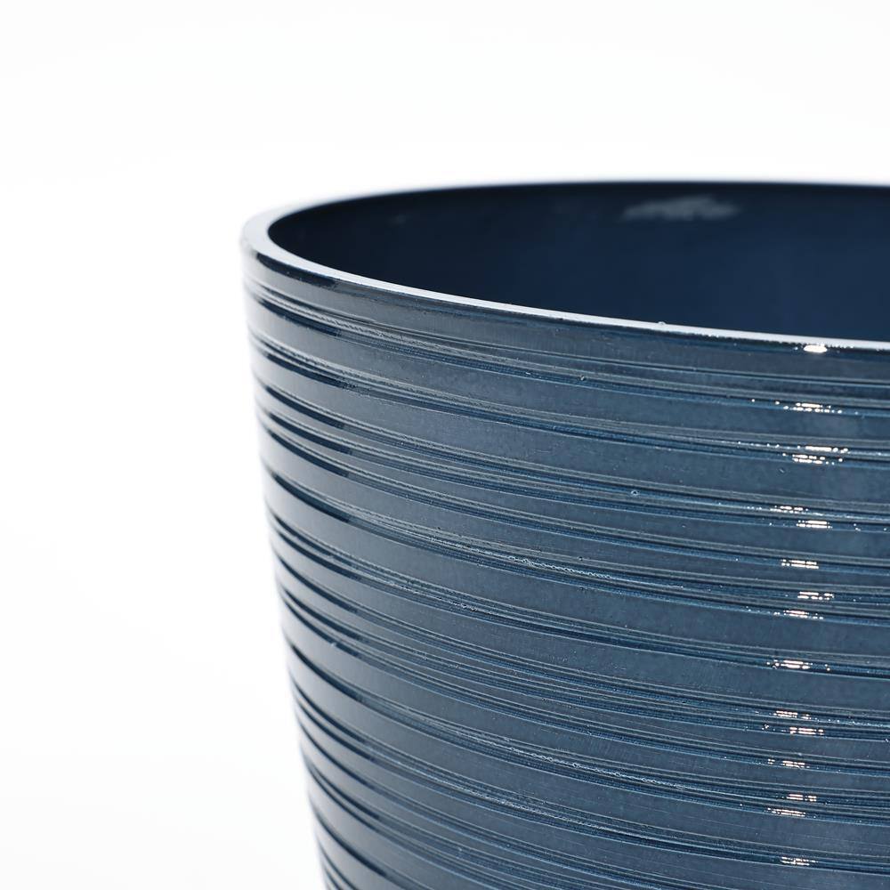 11.02 in. W x 10.04 in. H Marine Blue Tapered Round Tropical Plastic Planters Set (2-Piece) - Hercitys