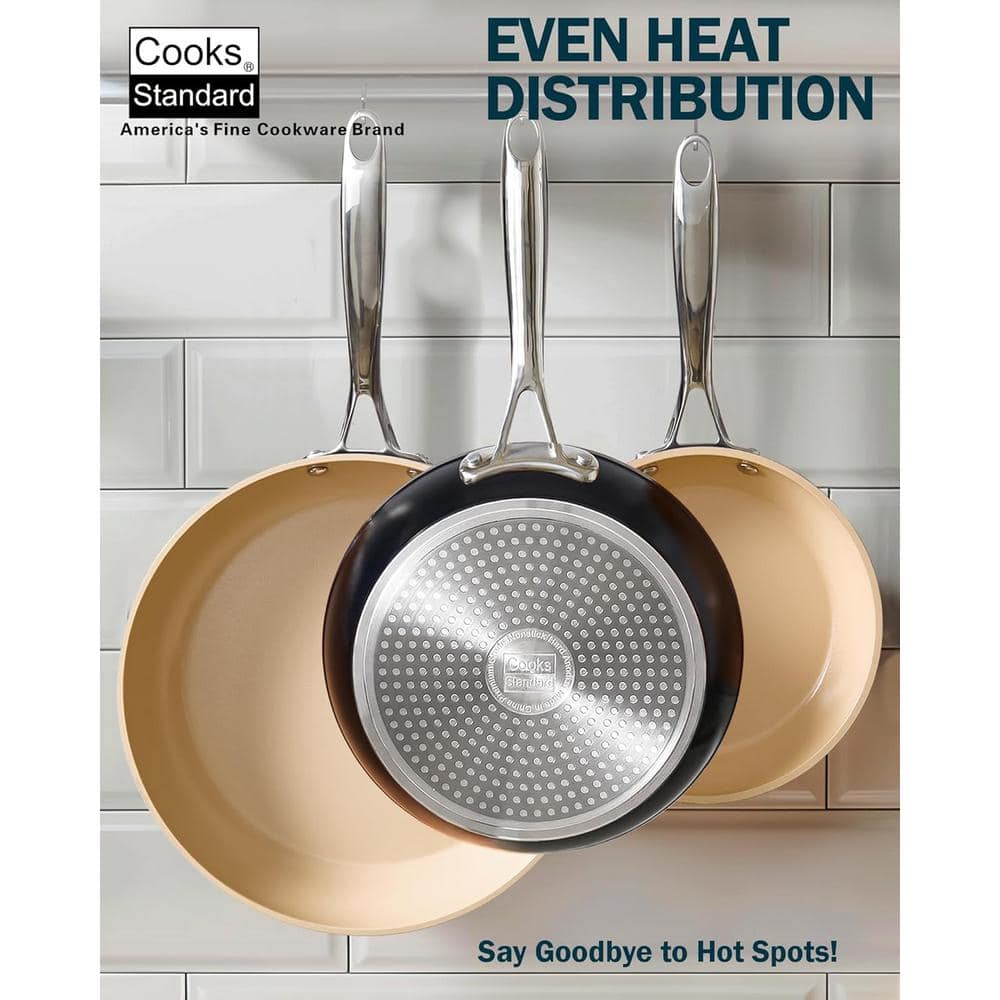 3-Piece 8-inch/9.5-inch/11-inch Hard Anodized Ceramic Nonstick Frying Pan Set, Induction Cookware Egg Omelette Pan - Hercitys