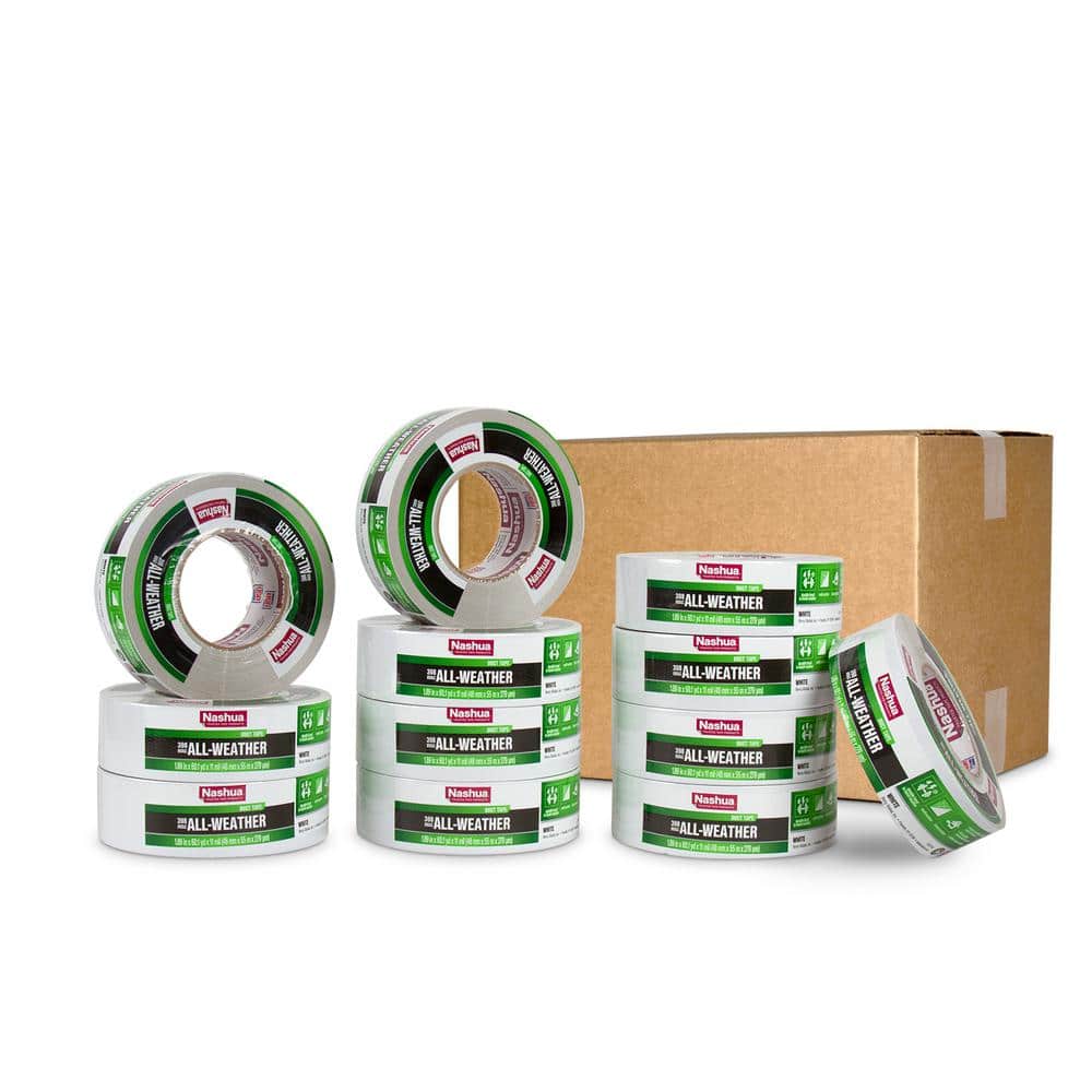1.89 in. x 60 yd. 398 All-Weather HVAC Air Duct Tape in White Pro Pack (12-Pack) - Hercitys