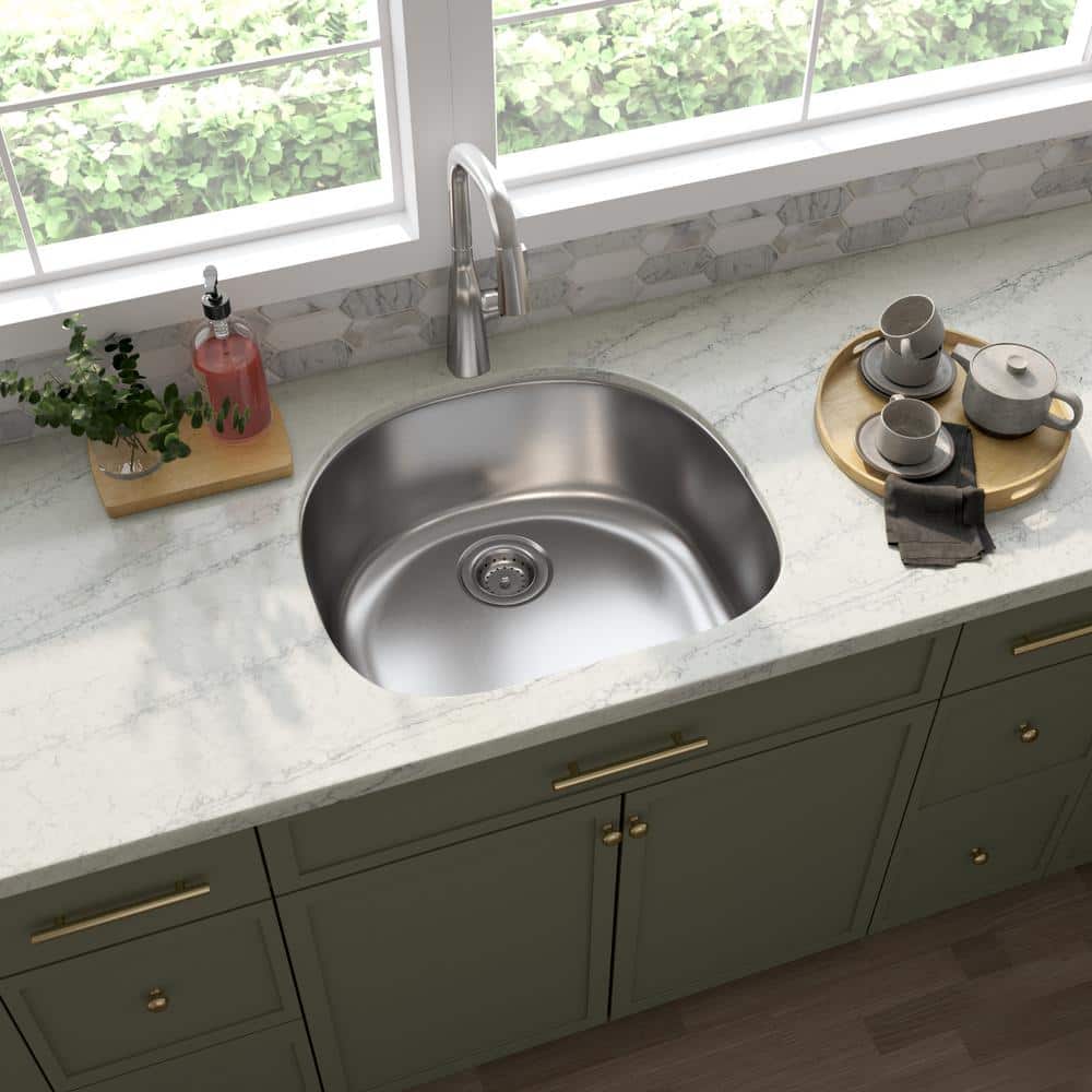 23 in. Undermount Single Bowl 18 Gauge Stainless Steel Kitchen Sink - Hercitys