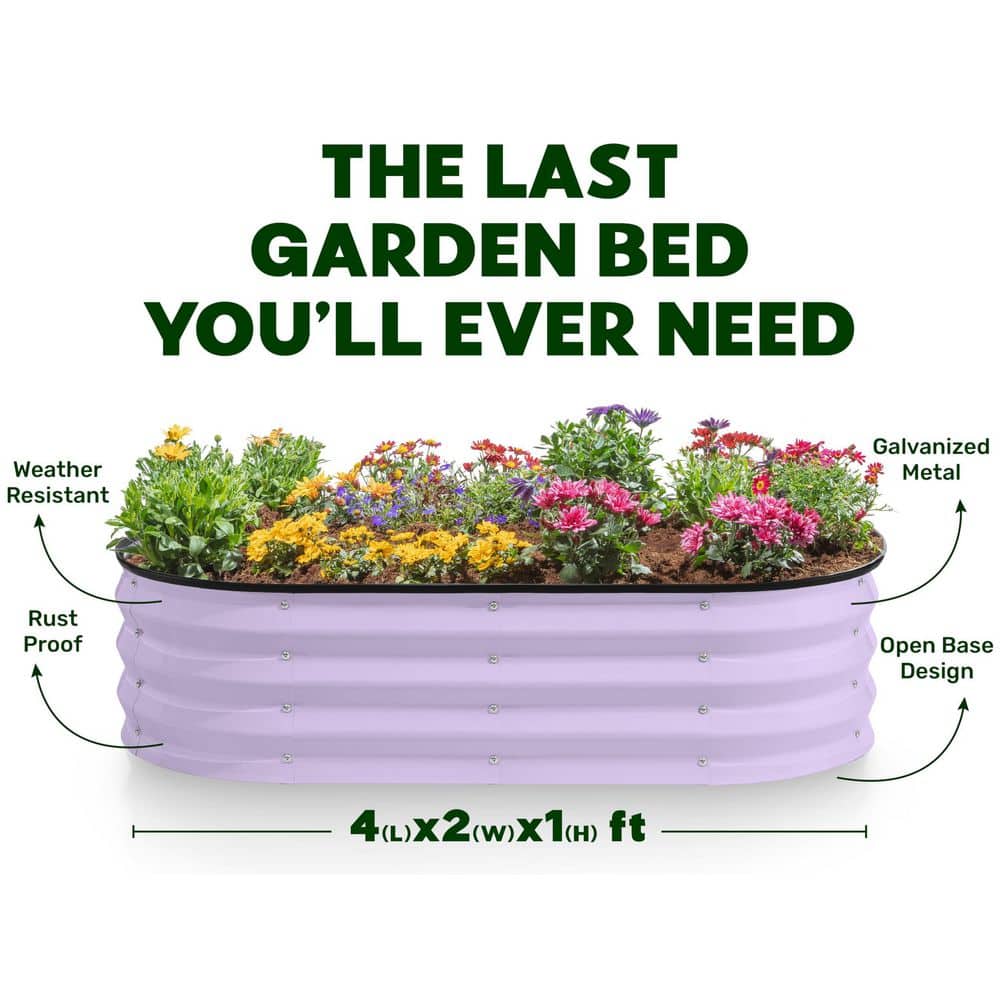 48 in. L x 24 in. W x 12 in. H Large Metal Garden Box Planter Raised Garden Beds- Lavender - Hercitys