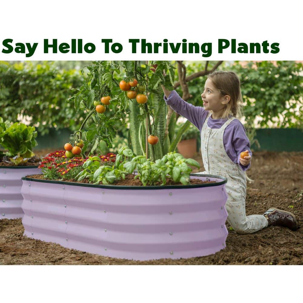 48 in. L x 24 in. W x 12 in. H Large Metal Garden Box Planter Raised Garden Beds- Lavender - Hercitys