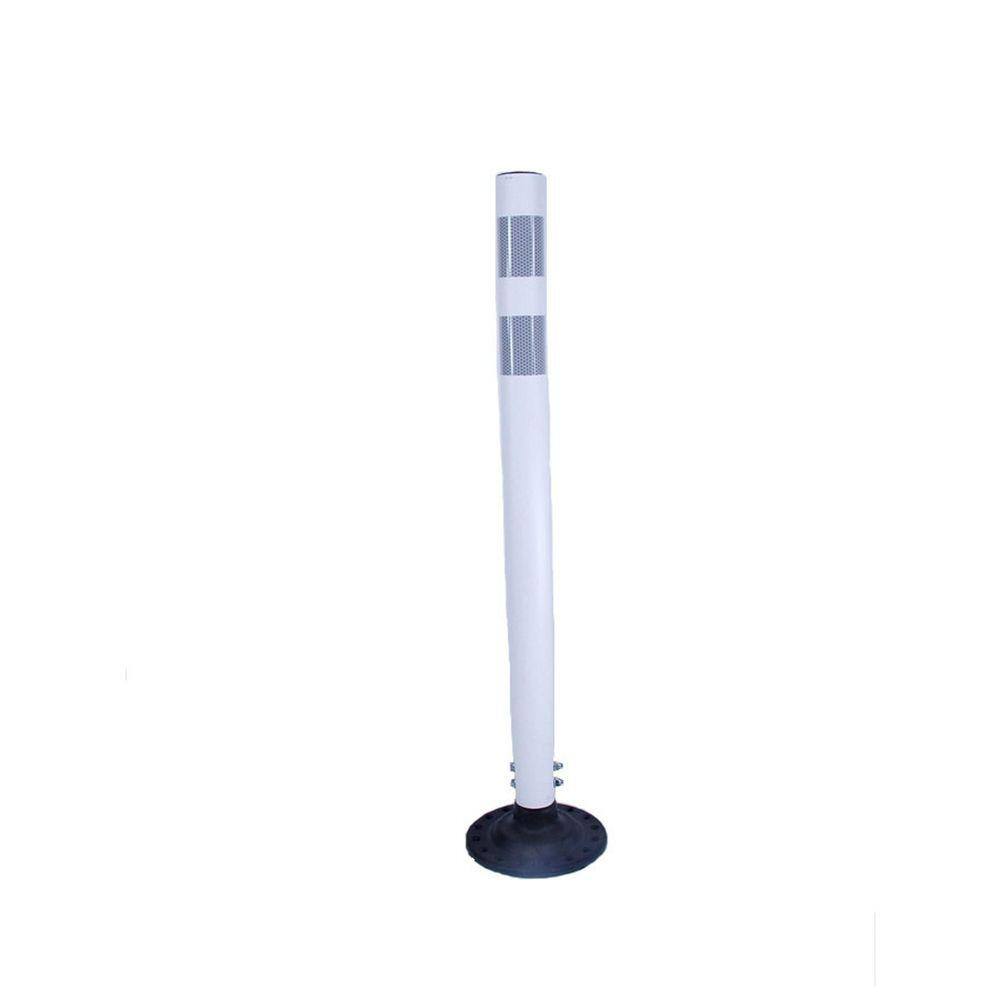 36 in. Round White Boomerang Delineator Post with 2 3 in. HI White Band and Base - Hercitys