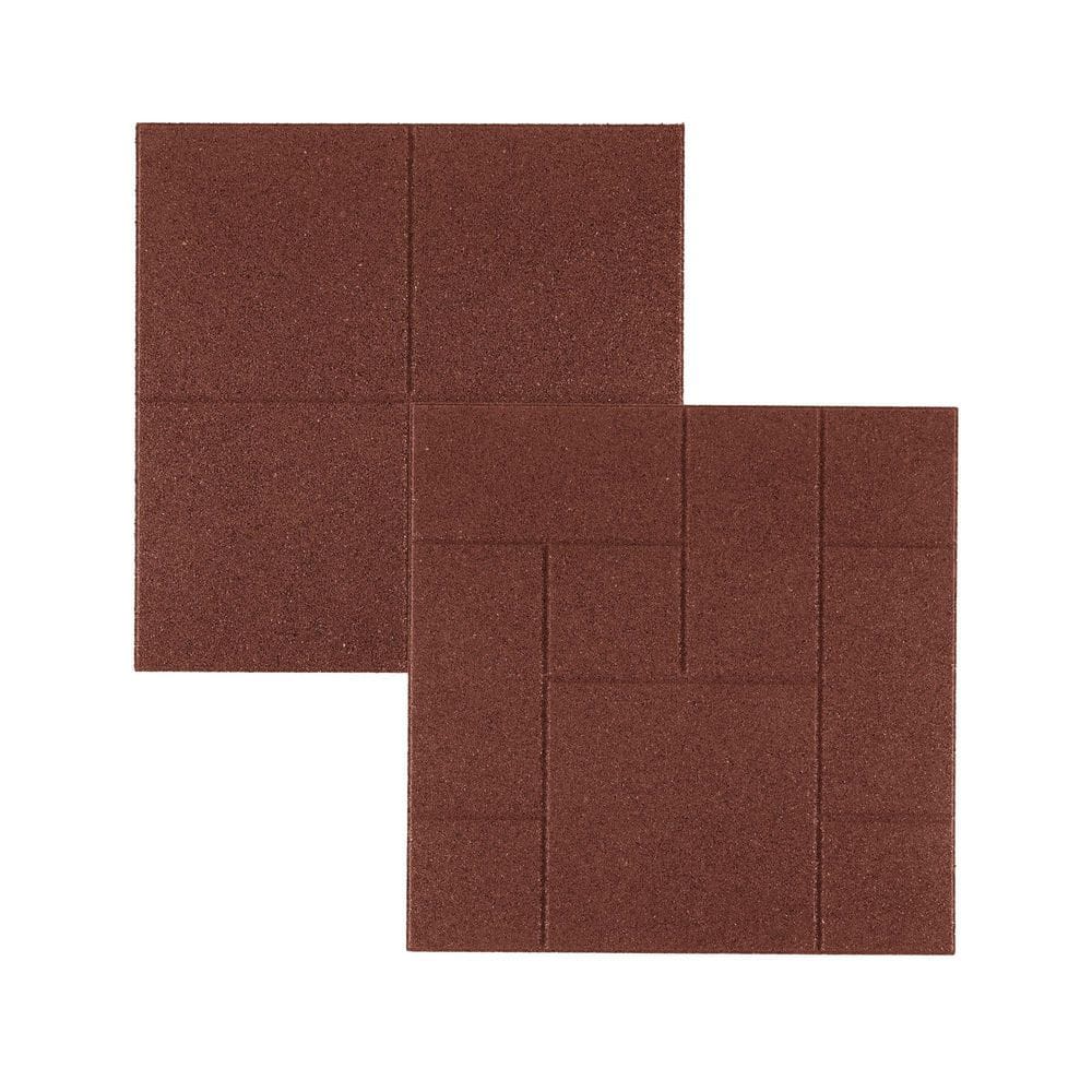 24 in. x 24 in. x 5/8 in. Red Dual-Sided Rubber Paver (4-Pack) - Hercitys