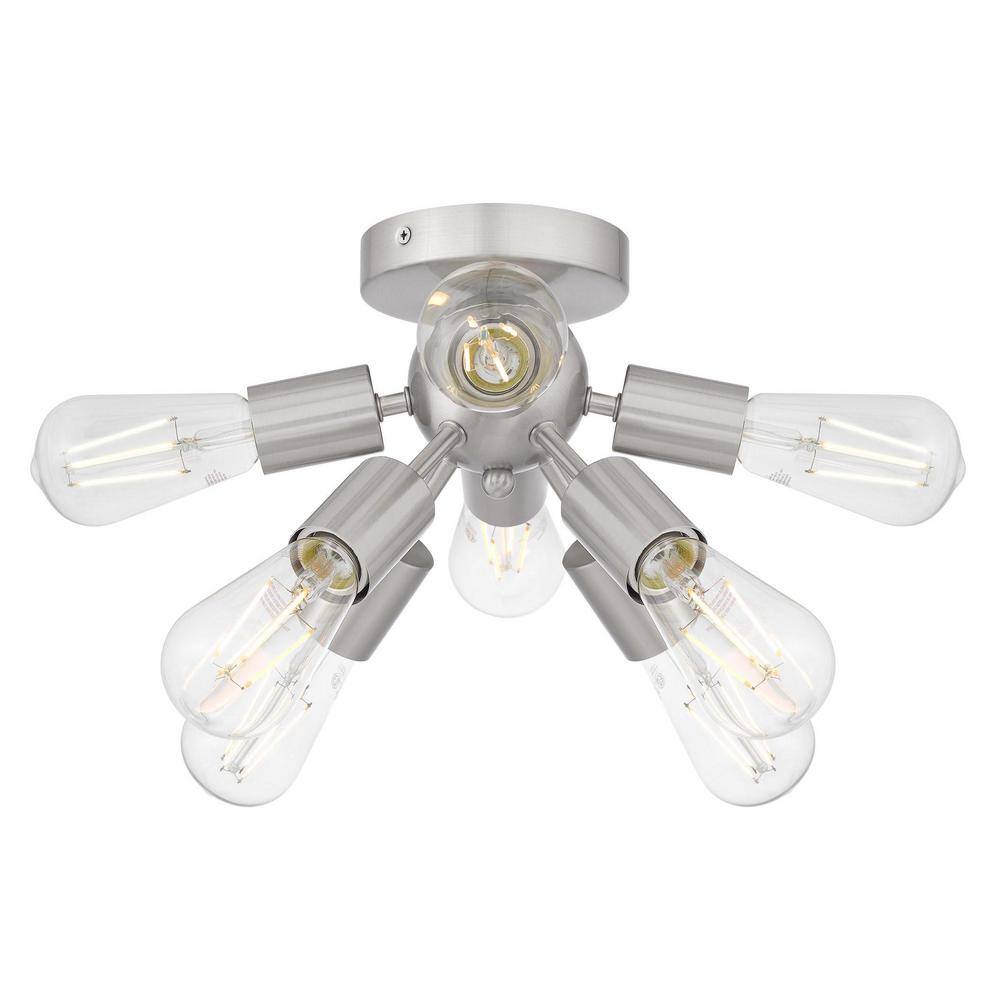17 in. 8-Light Brushed Nickel Flush Mount Ceiling Light for Closet Bedroom Hallway - Hercitys