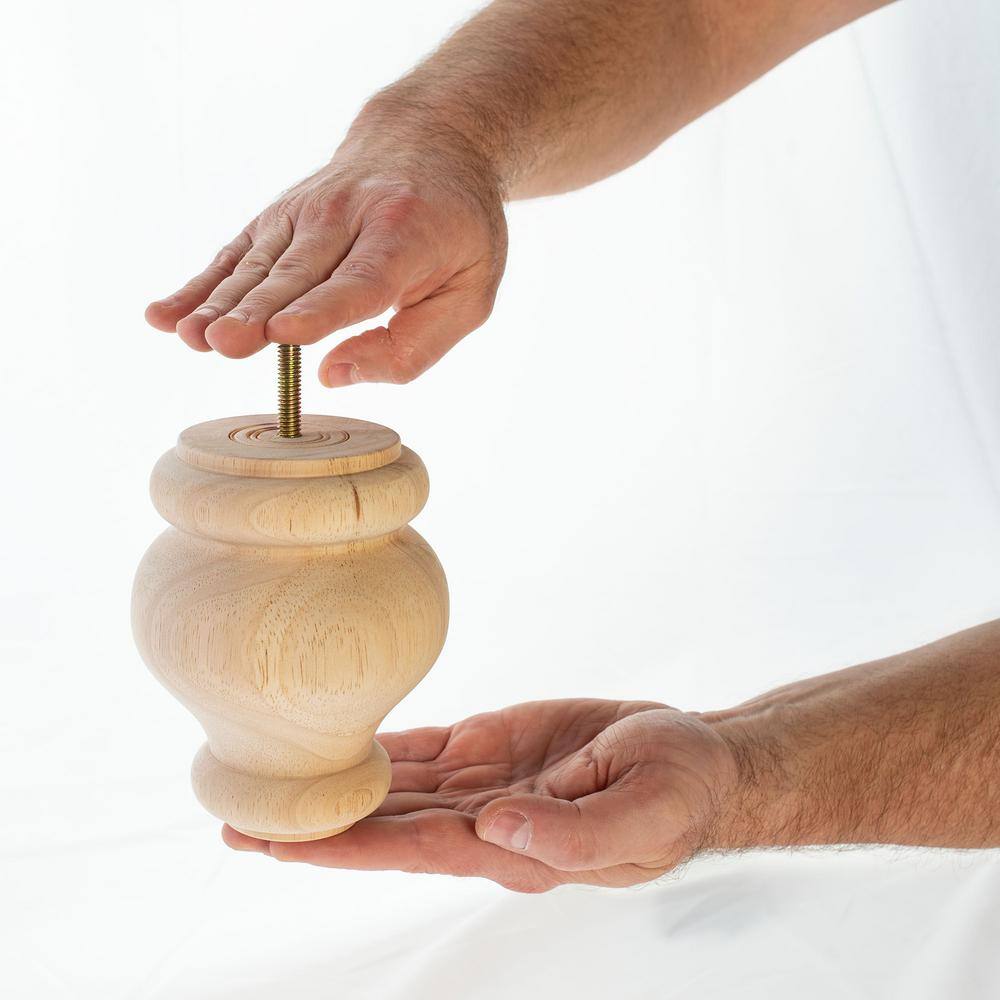 5 in. x 4 in. Stained Cherry Solid Hardwood Round Bun Foot - Hercitys