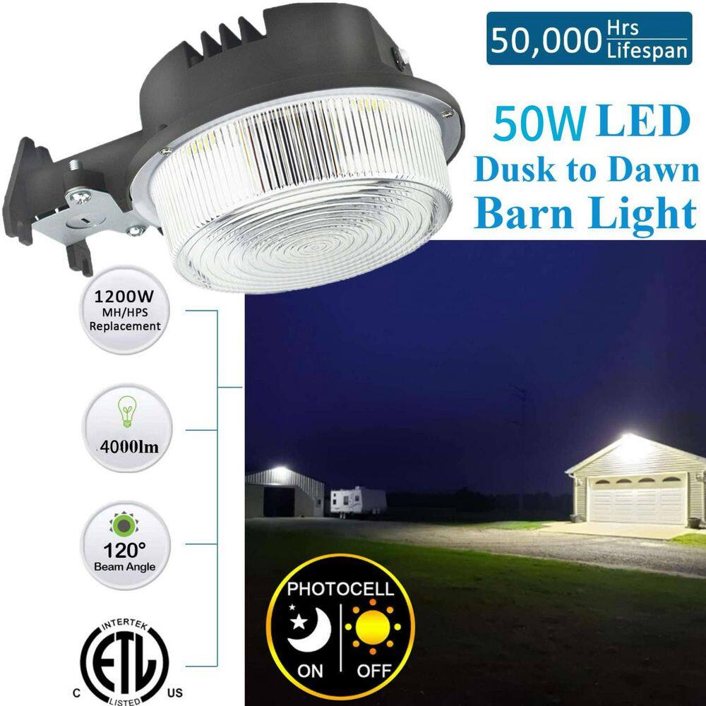2 Pack 500-Watt Equivalent Integrated LED Bronze Weather Resistant 9000 Lumens LED Barn Light Dusk to Dawn Area Light - Hercitys