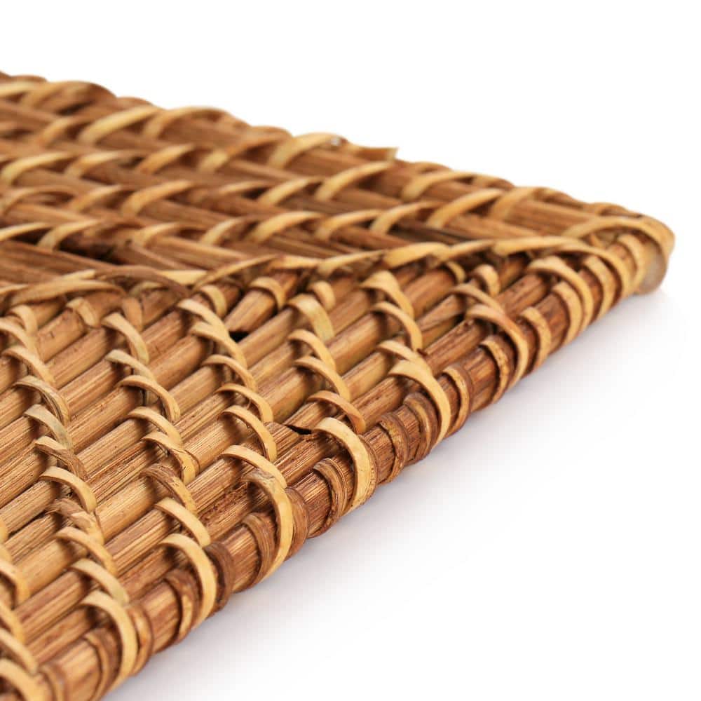 16 in. Rattan Woven Rectangular Placemat in Brown - Hercitys