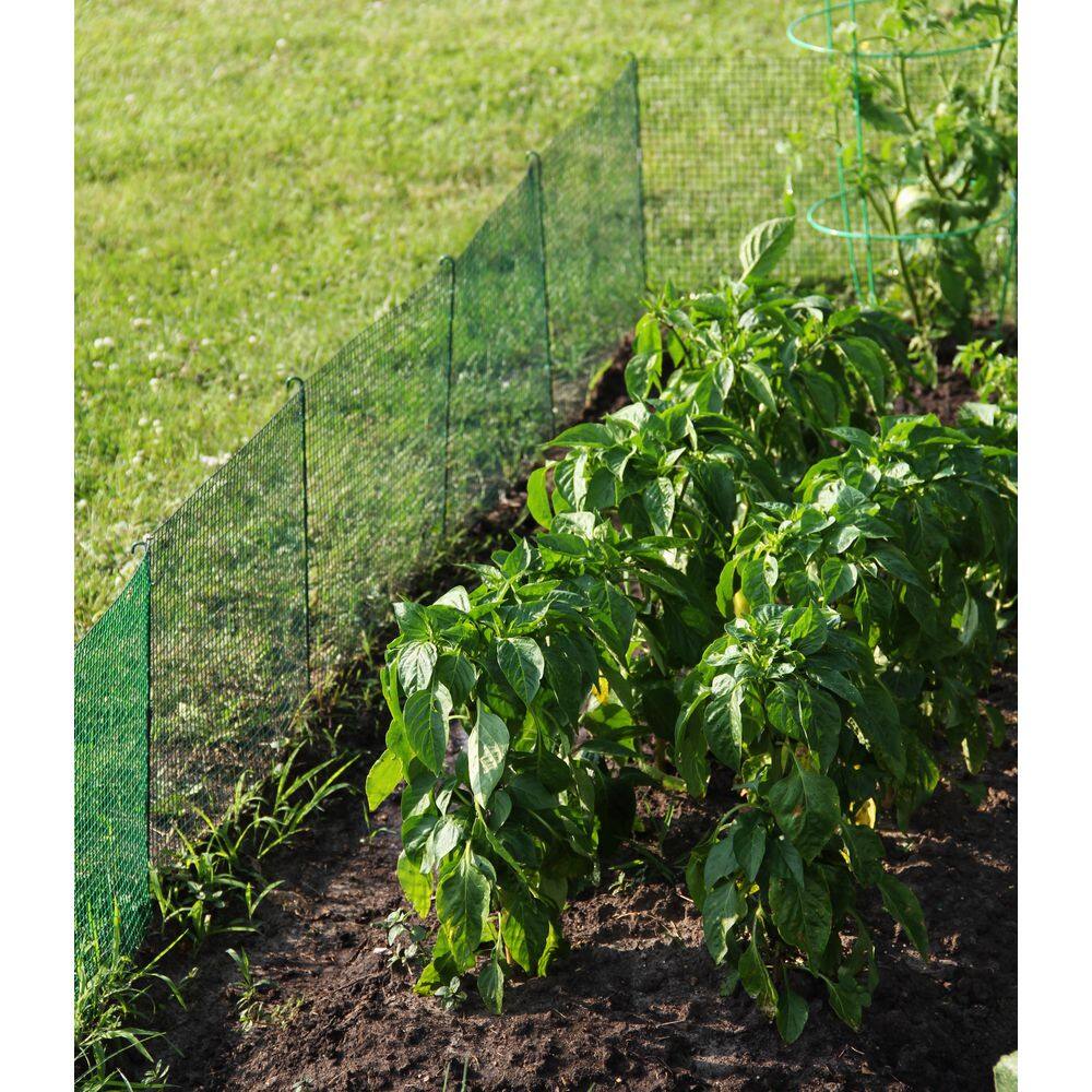 18 in. Vinyl Tall Green Coated Galvanized Steel Expandable Modular Garden Fencing System - Hercitys