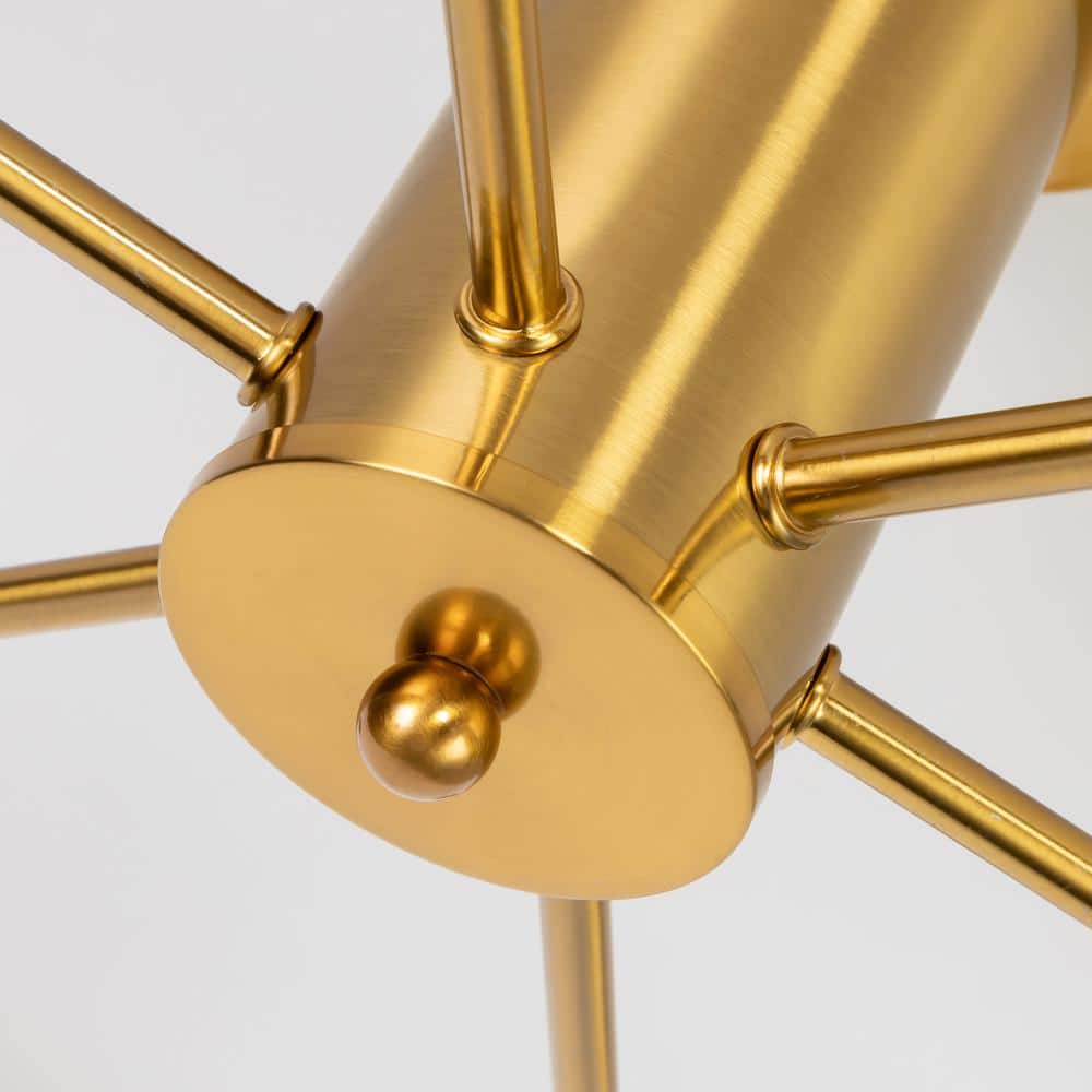 21.84 in. 6-Light Gold Sputnik Transitional Flush Mount Ceiling Lights - Hercitys
