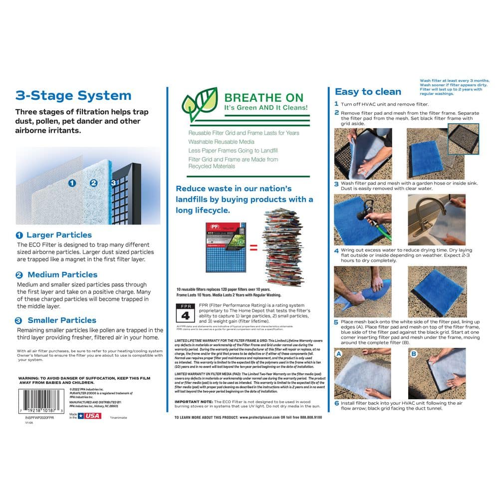 20 in. x 20 in. x 1 ECO Washable Air Filter FPR4 - Hercitys