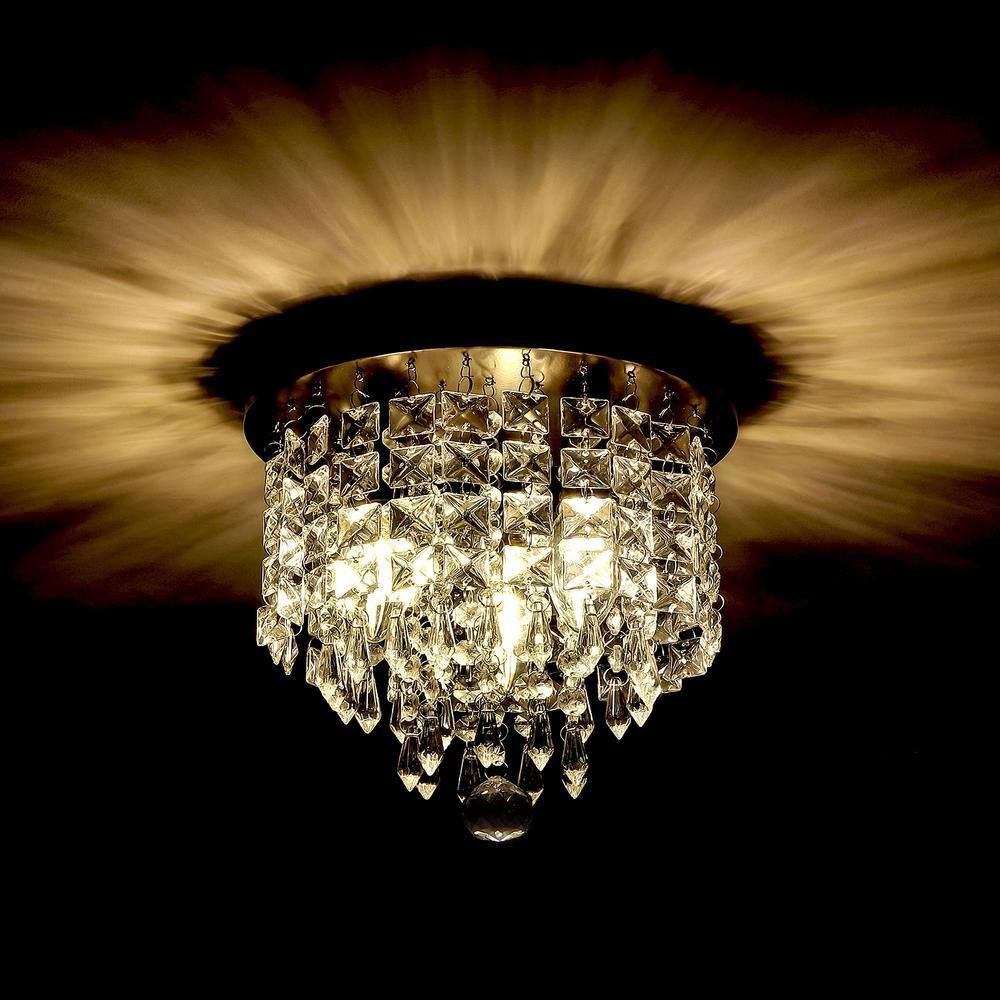 11 in. 5-Light Oil Rubbed Bronze Flush Mount Chandelier with Clear K9 Crystals - Hercitys