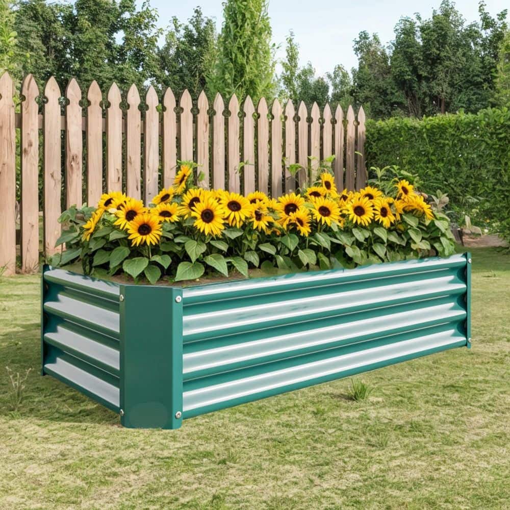 47.24 in. x 24 in. x 11. 81 in. Rectangle Metal Raised Garden Bed in Green - Hercitys