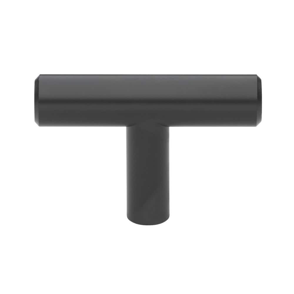 2 in. Matte Black Solid T-Bar Cabinet Handle Drawer Knobs (10-Pack) - Hercitys