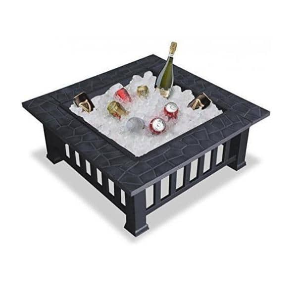 32 in. x 12.4 in. Square Iron Charcoal Gray Upland Fire Pit with Cover - Hercitys