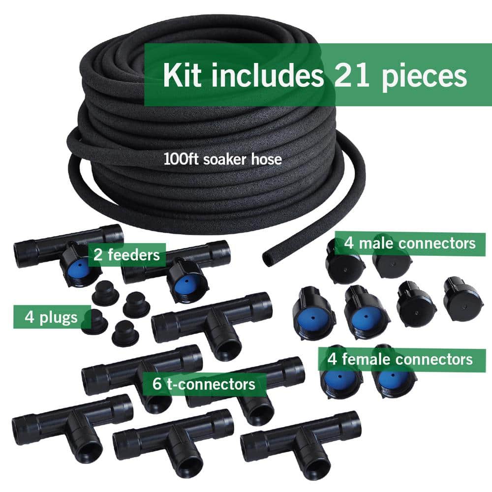 3/8 in. x 100 ft. Heavy-Duty Garden Drip Irrigation Soaker Hose System - Hercitys