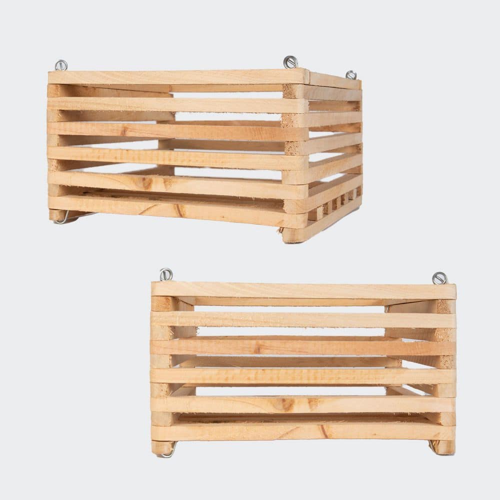 10 in. Square Wood Hanging Basket Twin Pack - Hercitys