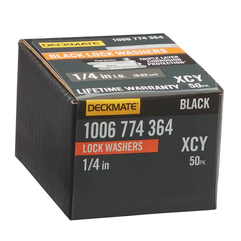 1/4 in. Black Deck Bolt Exterior Split Lock Washer (50-Pack) - Hercitys