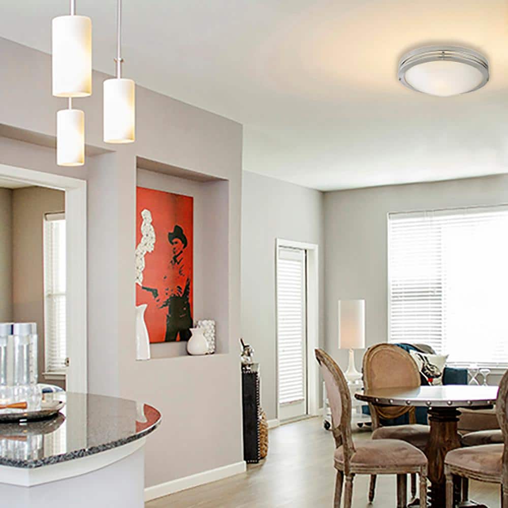 2-Light Satin Nickel Ceiling Light with Alabaster Glass - Hercitys