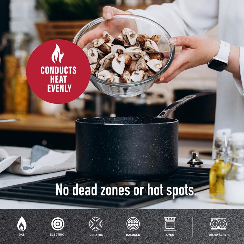 10-Piece Aluminum Ultra-Durable Non-Stick Diamond Infused Cookware Set with Glass Lids - Hercitys