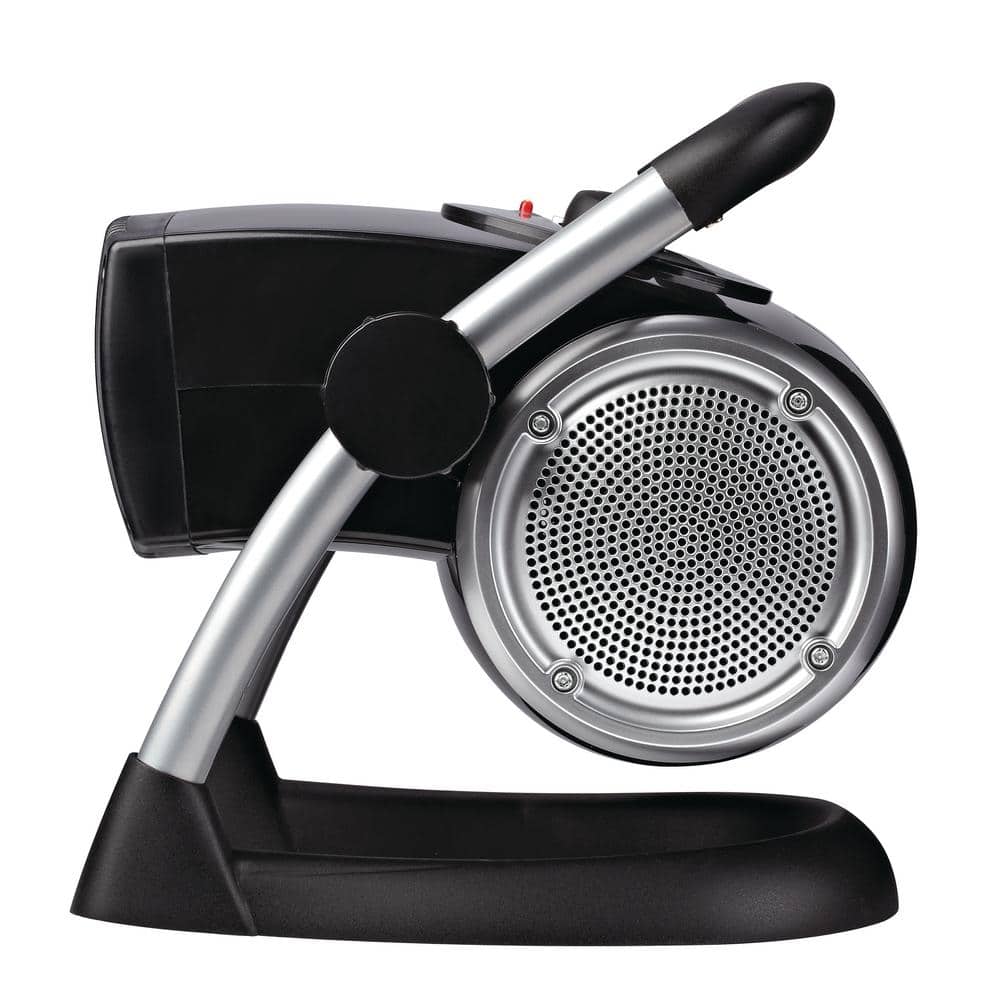 1500W 11.75 in. Black Electric Utility Ceramic Space Heater with Pivoting Head, 2 Heat Settings and Fan Only Mode - Hercitys