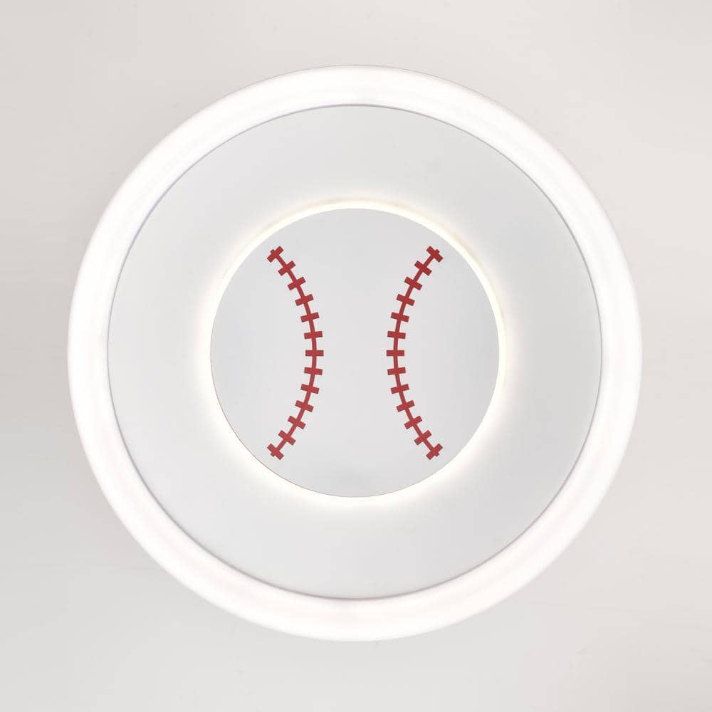 19 in. 95-Watt Modern Baseball/Softball Pattern Integrated LED Flush Mount with White Acrylic Shade - Hercitys