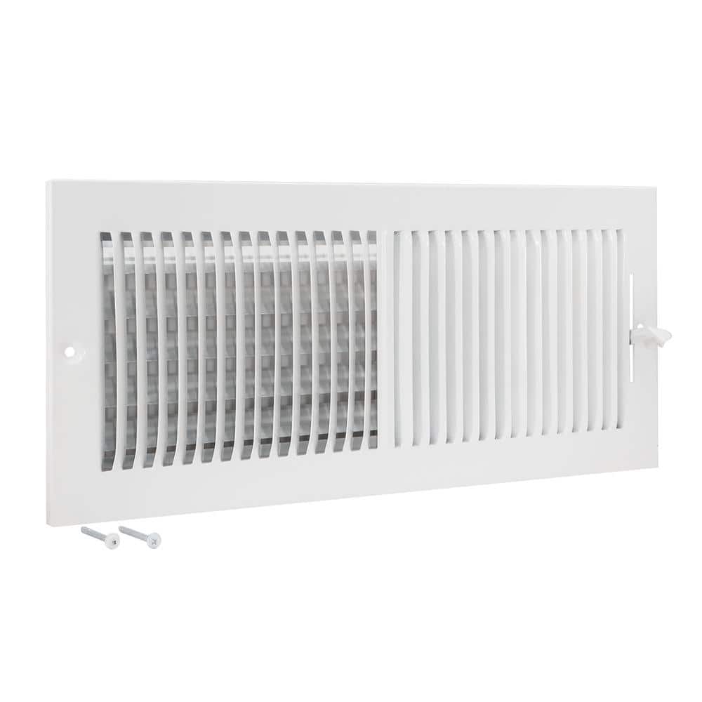 16 in. x 6 in. 2-Way Steel Wall/Ceiling Register, White - Hercitys