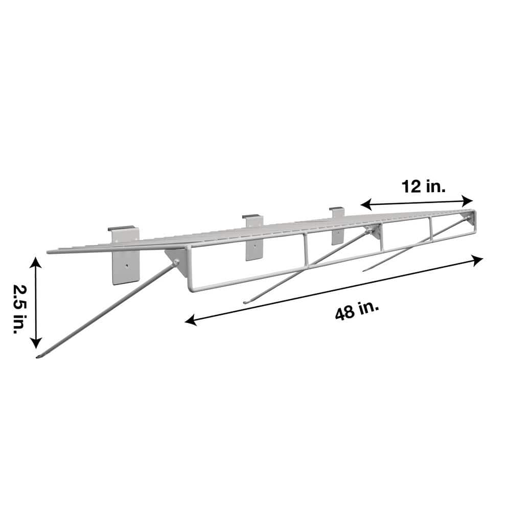 48 in. L x 12 in. W Slatwall Wire Shelf with Rail (2-Pack) - Hercitys