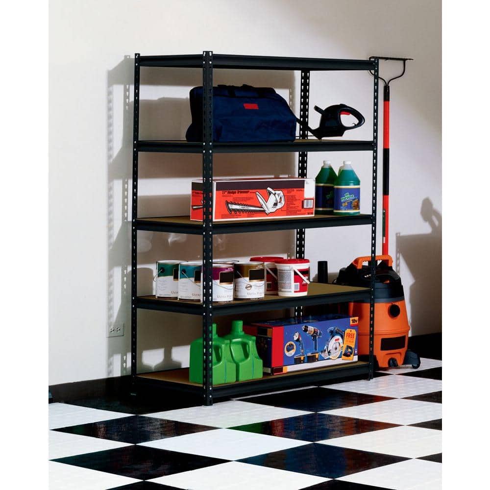 5-Shelf Steel Shelving Unit in Black (72 in. H x 48 in. W x 18 in. D) - Hercitys