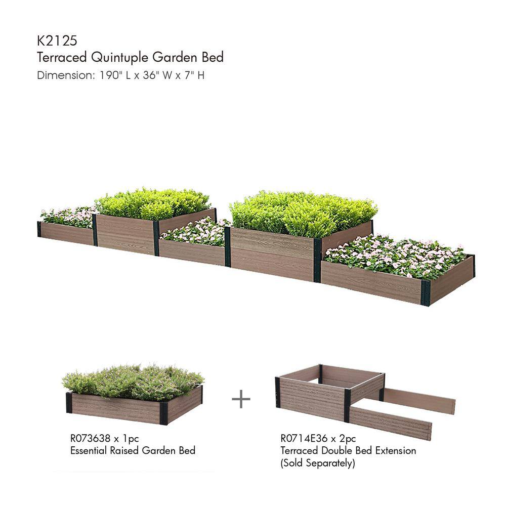 36 in. L x 38 in. W x 7 in. H Essential Composite Raised Garden Bed - Hercitys