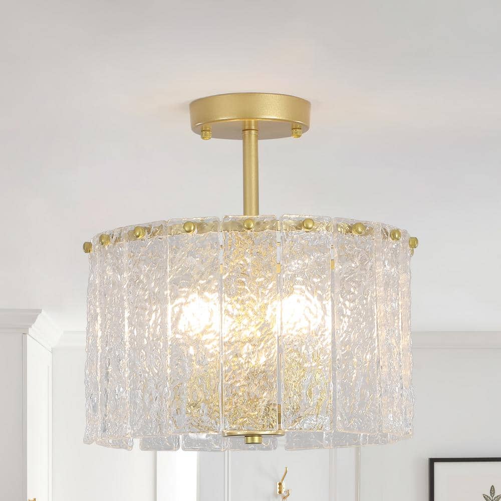 12.5 in. 4-Light Black Modern Semi-Flush Mount Ceiling Light with Glass Shade - Hercitys