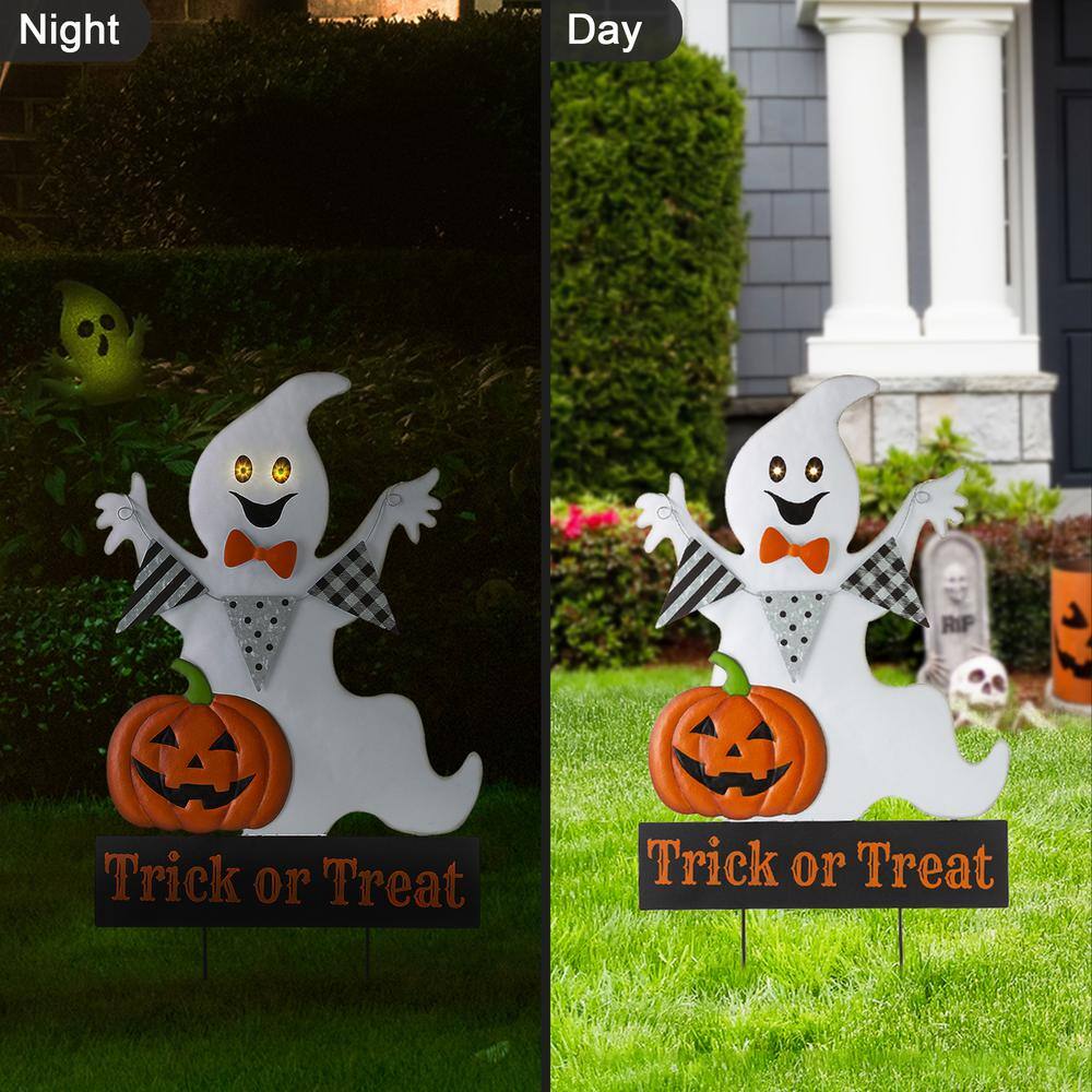 32 in. H Lighted Halloween Metal Ghost Yard Stake - Hercitys