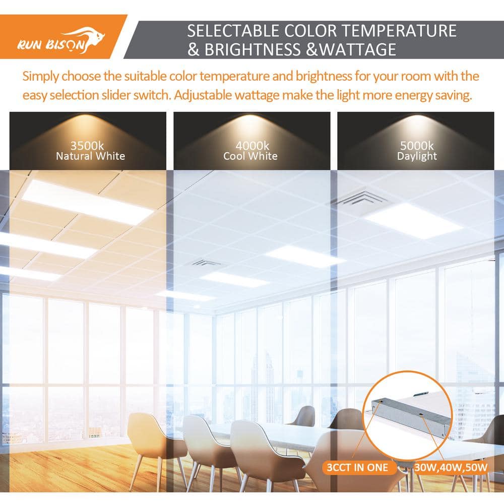 4-PACK 48in 3300/4400/5500 Lumens Dimmable Integrated LED Flush Mount Light Panel Light 30/40/50-Watt 3500/4000/5000K - Hercitys