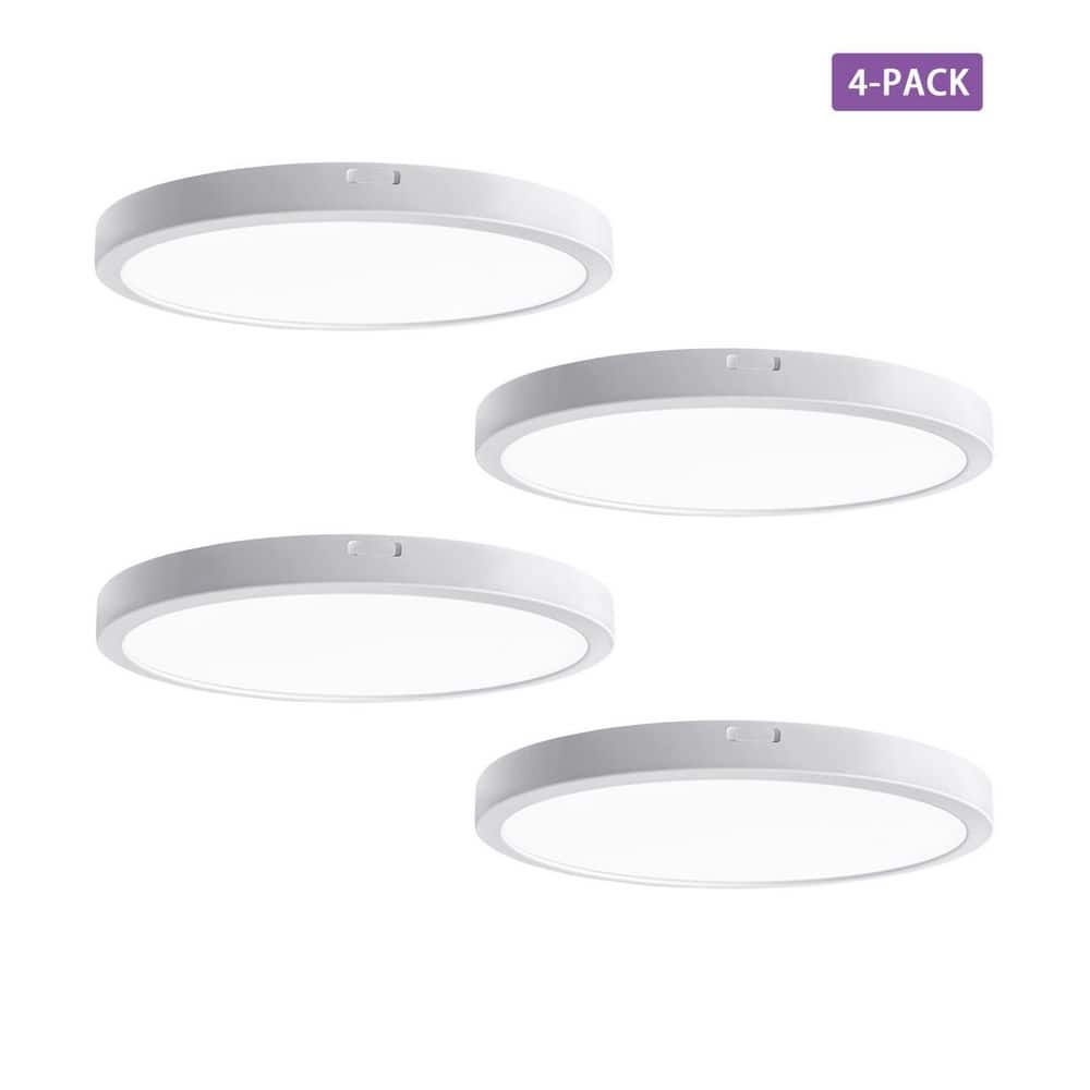 12 in. White Integrated LED Flush Mount Light Super Narrow Frame Slim LED Ceiling Light With 5 CCT Selectable (4-Pack) - Hercitys