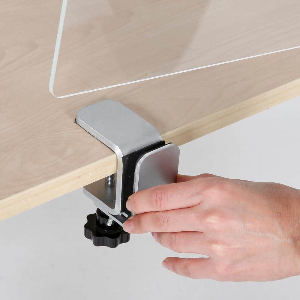 23.5 in. x 31.5 in. Clear Acrylic Personal Protection Equipment Panel/Silver Clamp Pack Of (1-Piece) - Hercitys