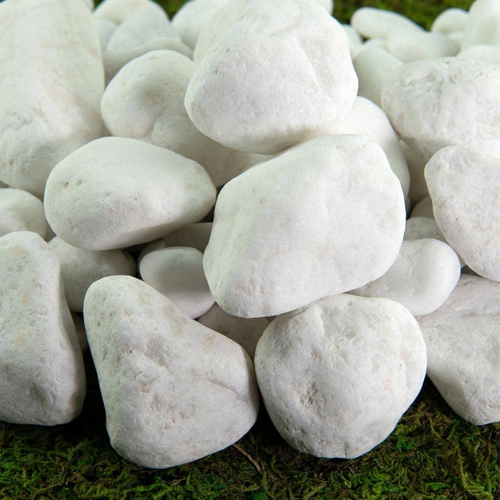 0.25 cu. ft. 3/8 in. to 5/8 in. Porcelain White Rock Pebbles for Potted Plants, Gardening, and Succulents - Hercitys