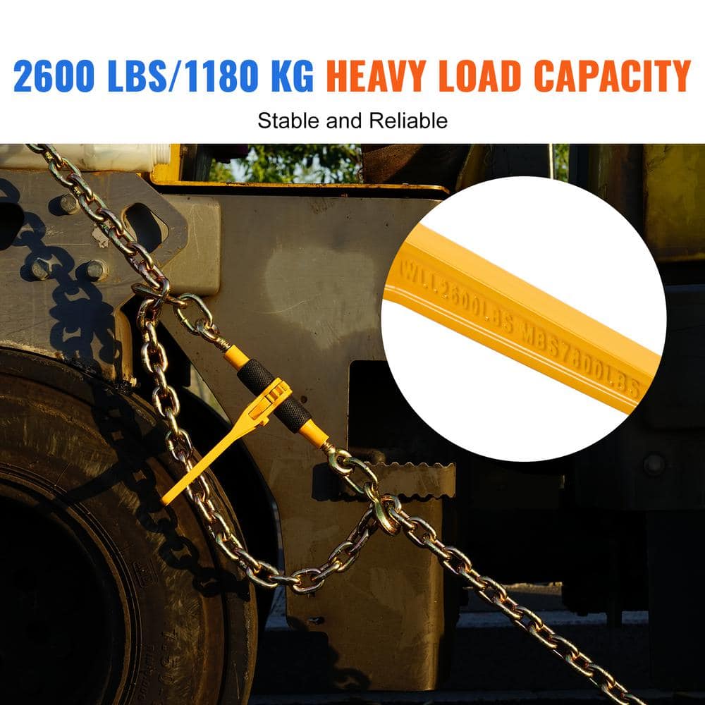 1/4-5/16 in., 2600 lbs. Ratchet Chain Binders, Safe Working Load, Tie Downs 4 Pack Load Binder with 2 Grab Hooks - Hercitys