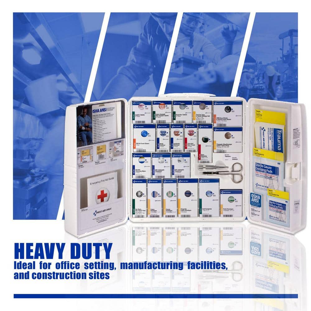 50-Person, Large Plastic OSHA Smart Compliance Cabinet with Medications - Hercitys