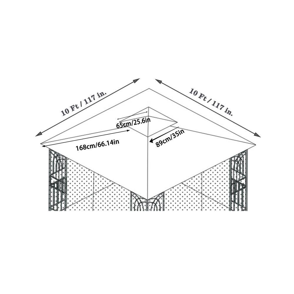 10 ft. x 10 ft. Patio Double Roof Gazebo Replacement Canopy Top Fabric - Hercitys