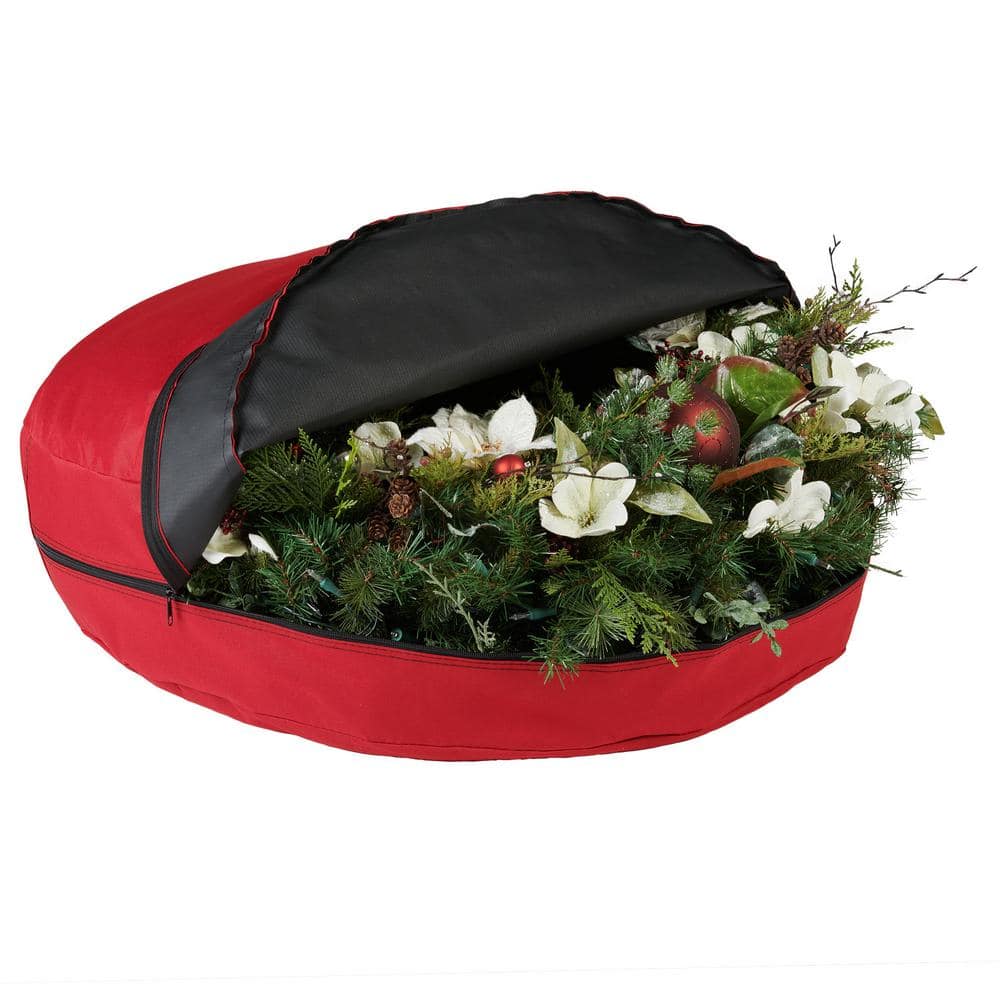 30 in. Artificial Christmas Wreath Storage Bag with Protective Direct Suspend Hanger - Hercitys