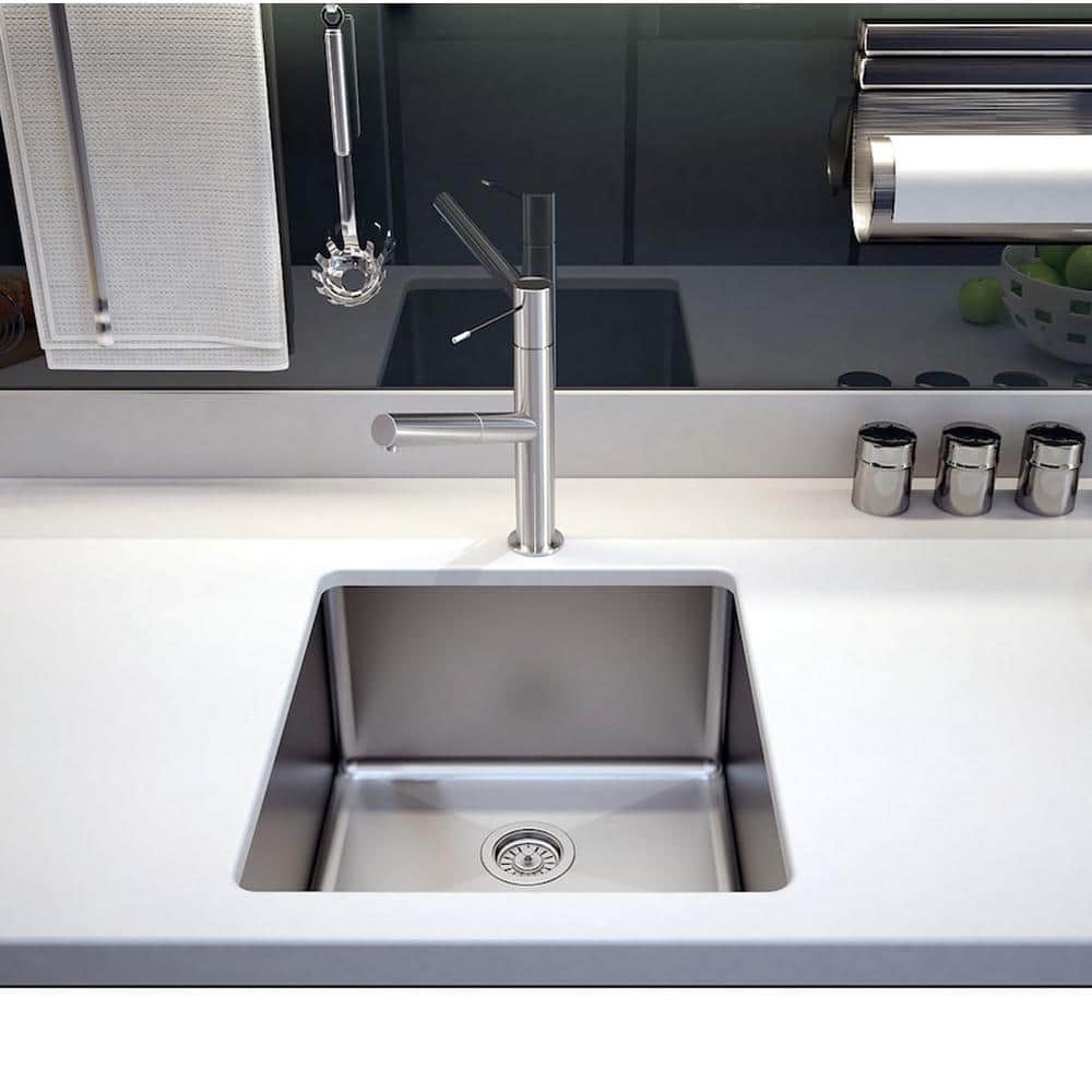 18 Gauge Stainless Steel 15 in. Undermount Bar Sink with Grid and Strainer - Hercitys